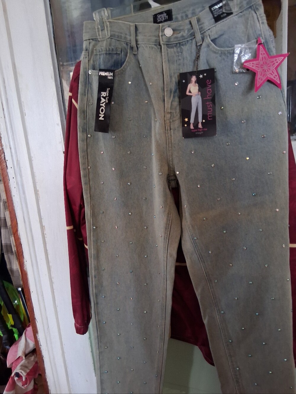 Must Have Embellished Light Gray Women's Jeans